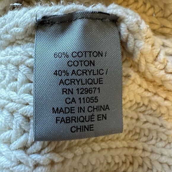360 SWEATER Ivory Knit Pullover Womens Medium | Cozy Classic Ribbed Cotton Blend - Picture 8 of 8